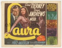 7b0776 LAURA TC R1952 Dana Andrews, Gene Tierney, Vincent Price, Webb, Otto Preminger classic, rare!