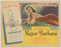 7b0780 MAJOR BARBARA TC 1941 art of sexy Wendy Hiller + cartoon art of George Bernard Shaw, rare!