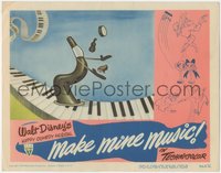 7b0922 MAKE MINE MUSIC LC 1946 Disney, cartoon clarinet juggling tiny instruments on giant piano!