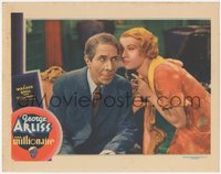 7b0939 MILLIONAIRE LC 1931 great c/u of Evalyn Knapp whispering into George Arliss' ear, ultra rare!