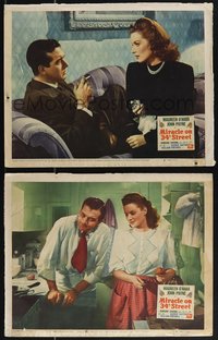 7b1284 MIRACLE ON 34th STREET 2 LCs 1947 great images of John Payne, gorgeous Maureen O'Hara!