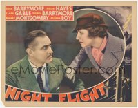 7b0949 NIGHT FLIGHT LC 1933 c/u of angry John Barrymore grabbed by equally angry Helen Hayes, rare!