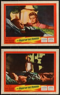 7b1285 NIGHT OF THE HUNTER 2 LCs 1955 Laughton, great images of Shelley Winters with children!