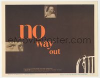 7b0785 NO WAY OUT TC 1950 Widmark's eyes & terrified Linda Darnell, great design by Eric Nitsche!