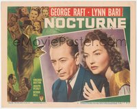 7b0955 NOCTURNE LC #3 1946 best close up of George Raft & sexy Lynn Bari, cool film noir art!