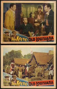 7b1286 OLD LOUISIANA 2 LCs 1937 great images of pioneer Tom Keene in buckskin!