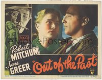 7b0962 OUT OF THE PAST LC #7 1947 super c/u of Robert Mitchum & pretty Virginia Huston in car, rare!