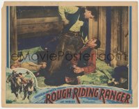 7b0995 ROUGH RIDING RANGER LC 1935 great close up of cowboy Rex Lease in death struggle, ultra rare!