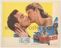 7b0996 RUTHLESS LC #6 1948 Edgar Ulmer, best close up of Zachary Scott kissing Martha Vickers!