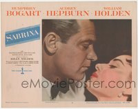 7b0998 SABRINA LC #8 1954 best romantic close up of William Holden about to kiss Audrey Hepburn!