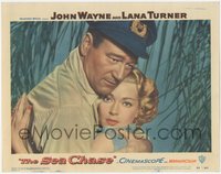 7b1002 SEA CHASE LC #7 1955 best close up of big John Wayne embracing sexy Lana Turner in WWII!