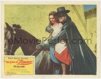 7b1013 SIGN OF ZORRO LC #7 1960 Walt Disney, masked hero Guy Williams on horseback with pretty girl!