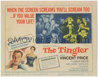 7b0806 TINGLER TC 1959 Vincent Price, William Castle, terrified audience, presented in Percepto!