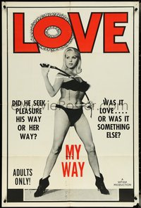 7b0541 LOVE MY WAY 1sh 1966 sexy topless woman with whip, was it love or was it something else?