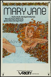 7b0549 MARY JANE 1sh 1972 artwork of sexy topless woman laying in field of marijuana!