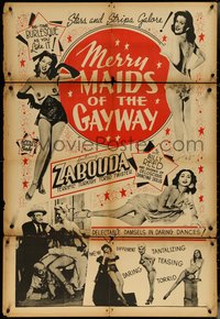 7b0552 MERRY MAIDS OF THE GAY WAY 1sh 1954 half-naked burlesque dancers, Stars & Strips galore!