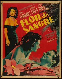 7b0201 FLOR DE SANGRE Mexican poster 1951 great romantic love triangle art, Flower of Blood!