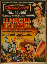 7b0203 LA DONCELLA DE PIEDRA Mexican poster 1956 Elsa Aguirre is the Maiden of Stone, ultra rare!