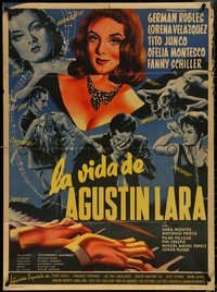 7b0208 LA VIDA DE AGUSTIN LARA Mexican poster 1959 German Robles in the title role, ultra rare!