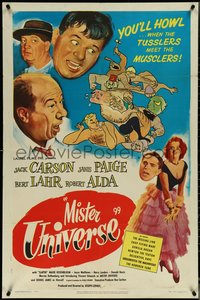 7b0555 MISTER UNIVERSE 1sh 1951 wacky artwork of wrestlers, Jack Carson, Janis Paige!