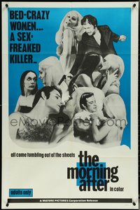 7b0560 MORNING AFTER 1sh 1972 Bed-Crazy Women, Sex-Freaked Killer, all come tumbling out of sheets!