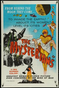 7b0568 MYSTERIANS 1sh 1959 they're abducting Earth's women & leveling its cities, RKO printing!