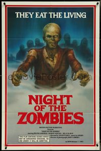 7b0578 NIGHT OF THE ZOMBIES 1sh 1984 the creeping dead devour the living flesh, cool Thompson art!