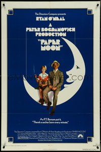 7b0587 PAPER MOON 1sh 1973 great image of smoking Tatum O'Neal with dad Ryan O'Neal!