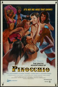 7b0595 PINOCCHIO 1sh R1976 Alex Roman in title role, Dyanne Thorne, wacky sexploitation!