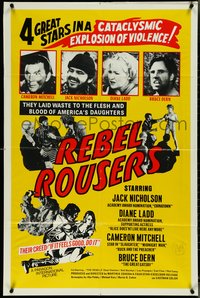 7b0617 REBEL ROUSERS 1sh R1970s Jack Easy Rider Nicholson, Bruce Dern, bikers, ultra rare!