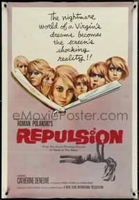 7b0620 REPULSION 1sh 1965 Roman Polanski, Catherine Deneuve, cool straight razor image!