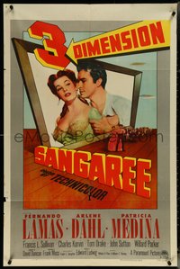 7b0633 SANGAREE 3D 1sh 1953 cool artwork of Fernando Lamas holding sexiest Arlene Dahl!