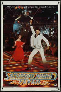 7b0636 SATURDAY NIGHT FEVER teaser 1sh 1977 best image of disco John Travolta & Gorney!