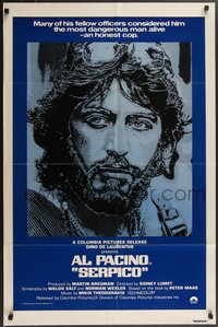 7b0642 SERPICO int'l 1sh R1980 cool close up image of Al Pacino, Sidney Lumet crime classic!