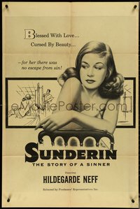 7b0656 SINNER 1sh 1954 Willi Forst, sexy bad girl Hildegarde Knef, Die Sunderin, ultra rare!