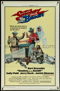 7b0661 SMOKEY & THE BANDIT 1sh 1977 Solie art of Burt Reynolds, Sally Field & Jackie Gleason!