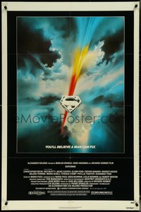 7b0680 SUPERMAN 1sh 1978 D.C. comic book superhero Christopher Reeve, cool Bob Peak logo art!