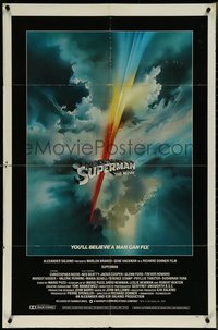 7b0679 SUPERMAN int'l 1sh 1978 D.C. comic book superhero Christopher Reeve, cool Bob Peak title art!