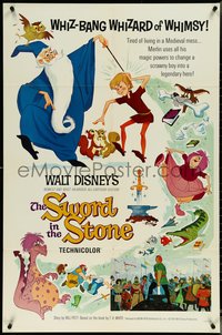 7b0685 SWORD IN THE STONE 1sh 1964 Disney's cartoon story of King Arthur & Merlin the Wizard!