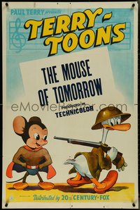 7b0696 TERRY-TOONS 1sh 1942 Mighty Mouse as Super Mouse & Gandy Goose, Mouse of Tomorrow, rare!