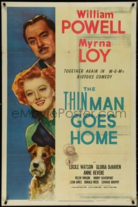 7b0699 THIN MAN GOES HOME 1sh 1944 great artwork of William Powell, Myrna Loy & Asta the dog too!