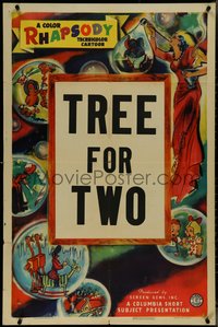 7b0711 TREE FOR TWO 1sh 1943 Columbia short subject presentation, art of characters, ultra rare!