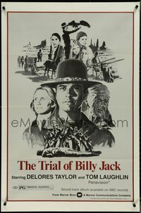 7b0712 TRIAL OF BILLY JACK 1sh 1974 Salk art of Laughlin, display on your premises only, ultra rare!