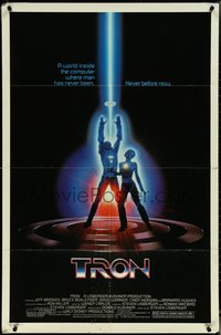 7b0713 TRON 1sh 1982 Walt Disney sci-fi, Jeff Bridges in a computer, cool special effects!