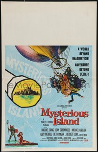 7b0032 MYSTERIOUS ISLAND WC 1961 Ray Harryhausen, Jules Verne sci-fi, cool hot-air balloon image!