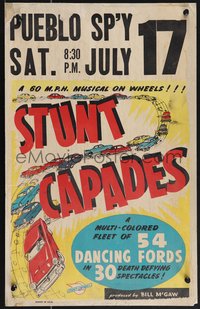 7b0035 STUNT CAPADES WC 1954 fleet of 54 dancing Fords in 30 death defying spectacles, ultra rare!