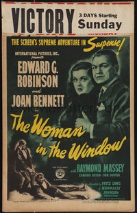 7b0038 WOMAN IN THE WINDOW WC 1944 Fritz Lang, art of Edward G. Robinson & sexy Joan Bennett!