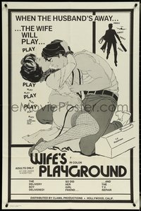 7b0731 WIFE'S PLAYGROUND 1sh 1975 when the husband's away the sexy wife will play, ultra rare!