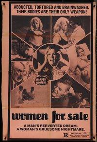 7b0737 WOMEN FOR SALE 1sh R1970s tortured & brainwashed, their bodies are their weapon, ultra rare!