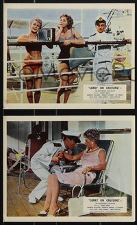 7b1342 CARRY ON CRUISING 8 color English FOH LCs 1962 Gerald Thomas English cruise ship comedy!